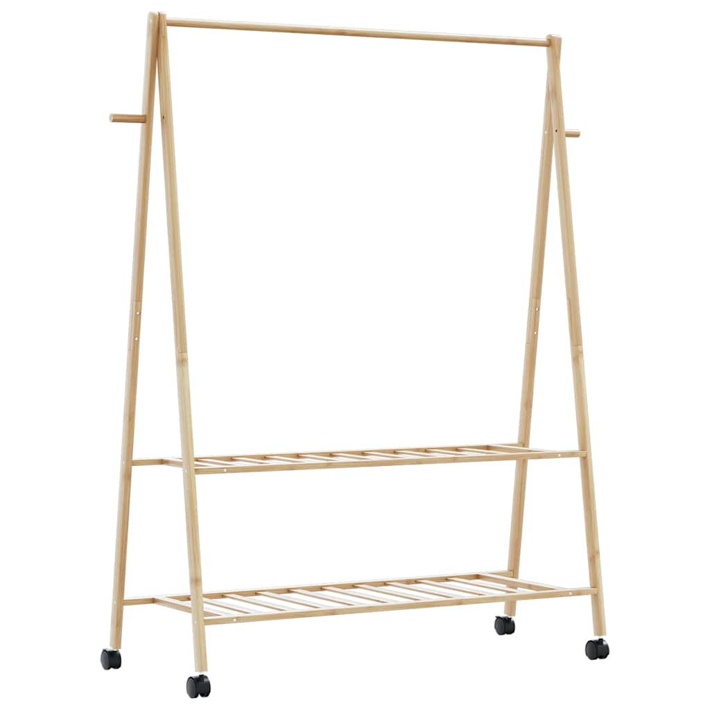 vidaXL Ράφι ρούχων με ράφια και ρόδες 132x45,5x155,5 εκ.Μπαμπού