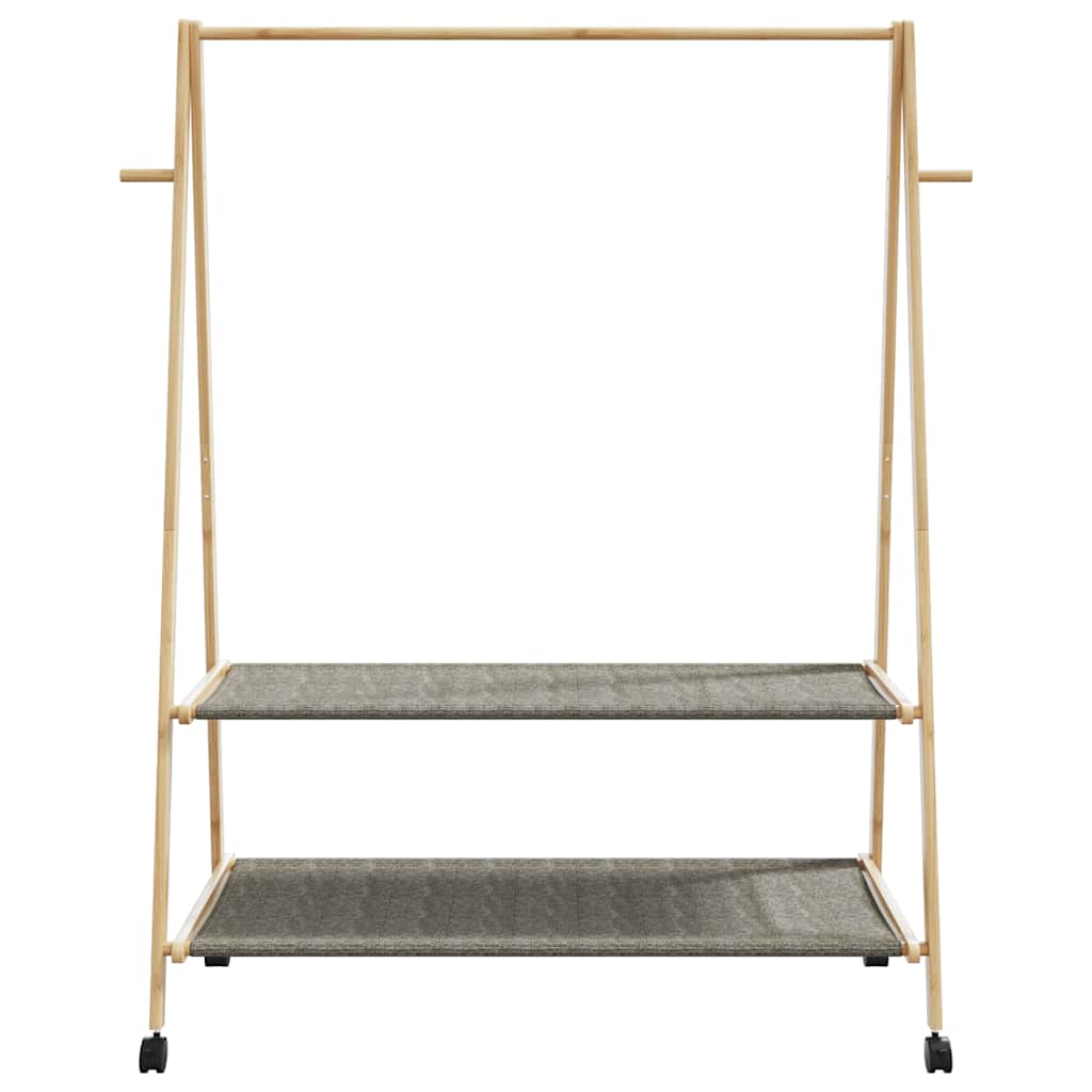 vidaXL Ράφι ρούχων με ράφια και ρόδες 132x45,5x155,5 εκ.Μπαμπού