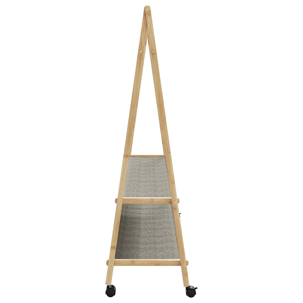 vidaXL Ράφι ρούχων με ράφια και ρόδες 132x45,5x155,5 εκ.Μπαμπού
