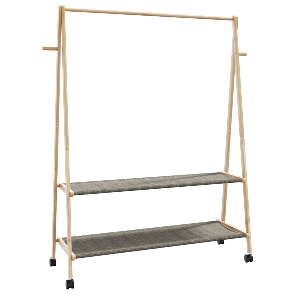 vidaXL Ράφι ρούχων με ράφια και ρόδες 132x45,5x155,5 εκ.Μπαμπού