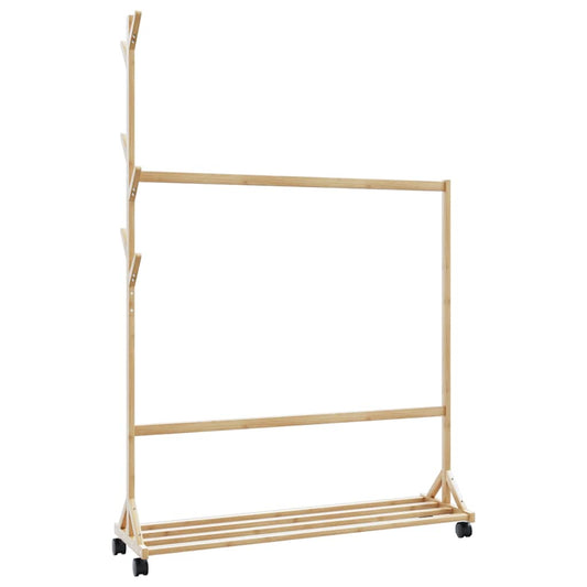 vidaXL Ράφι Ρούχων με Γάντζους και Ρόδες 100x35x157 εκ. από Μπαμπού