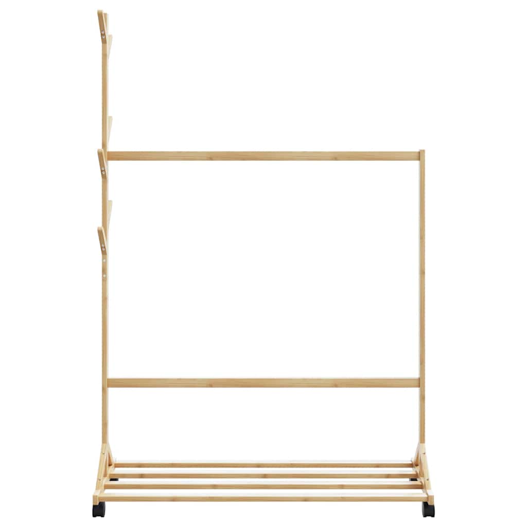 vidaXL Ράφι Ρούχων με Γάντζους και Ρόδες 100x35x157 εκ. από Μπαμπού