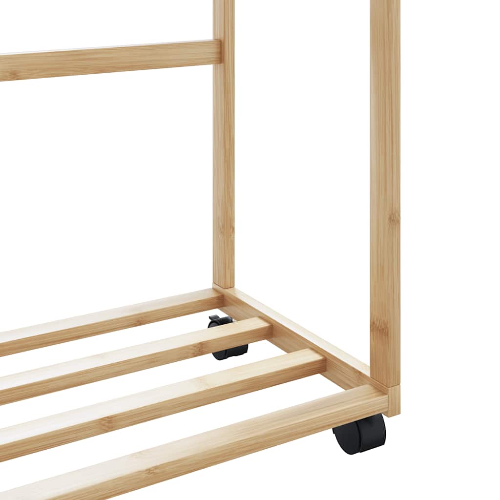 vidaXL Ράφι Ρούχων με Ράφια και Ρόδες 90x35x155 εκ. από Μπαμπού