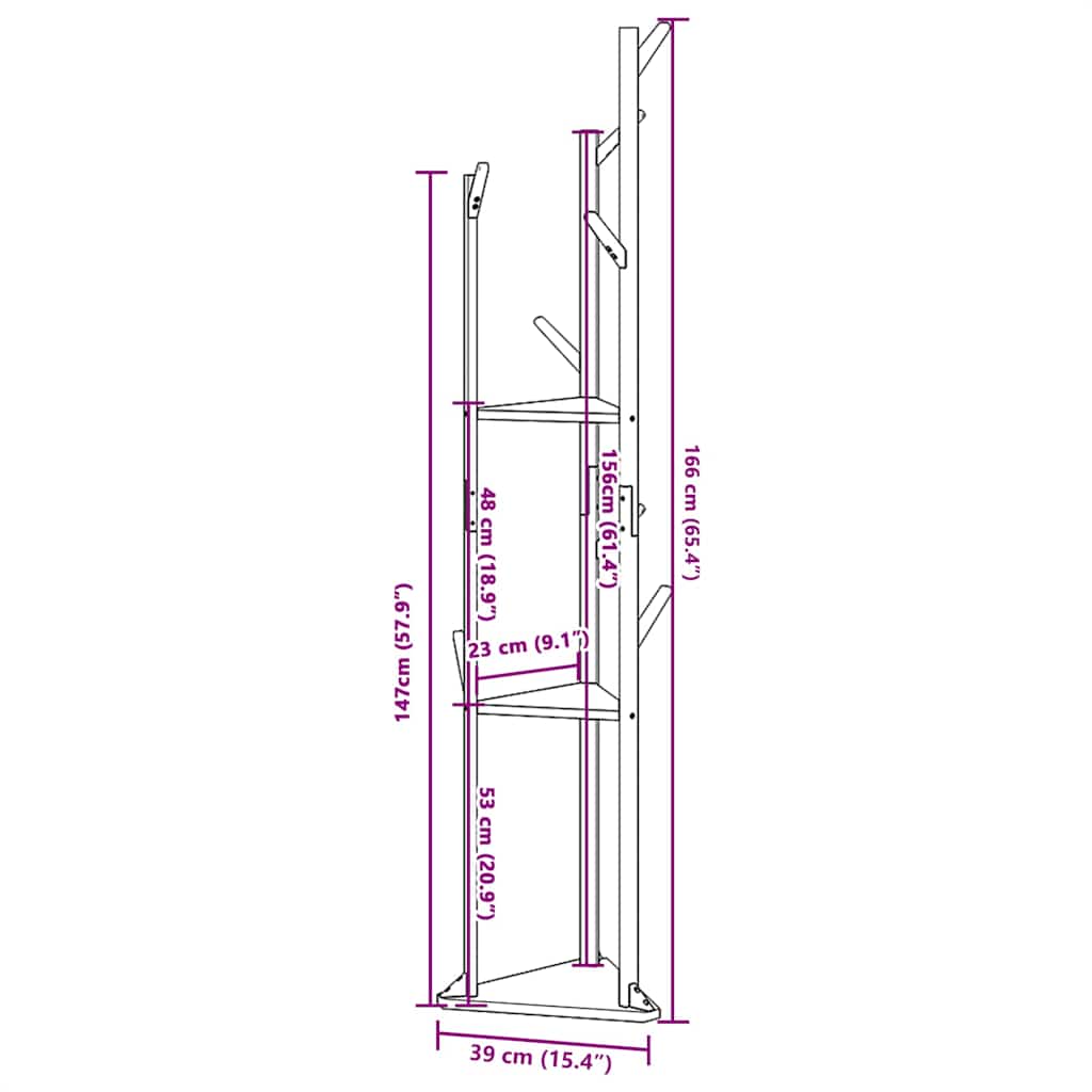 vidaXL Βάση για Ρούχα με Γάντζους και Ράφια 39x33x166 εκ. από Μπαμπού
