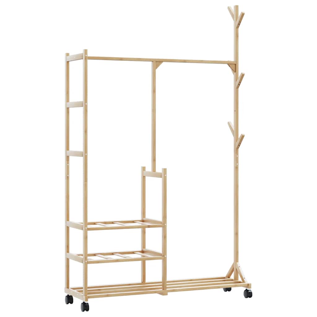 vidaXL Ράφι Ρούχων με Ράφια και Ρόδες 100x38x175,5 εκ. από Μπαμπού