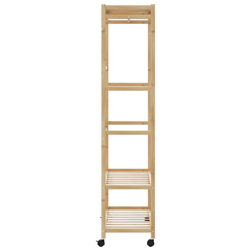 vidaXL Ράφι Ρούχων με Ράφια και Ρόδες 90x40x179,5 εκ. από Μπαμπού