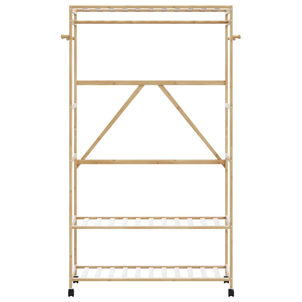 vidaXL Ράφι ρούχων με ράφια και ρόδες 110x40x180 εκ. Μπαμπού