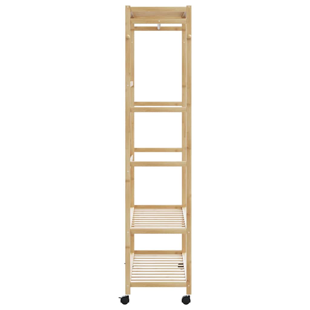 vidaXL Ράφι ρούχων με ράφια και ρόδες 110x40x180 εκ. Μπαμπού
