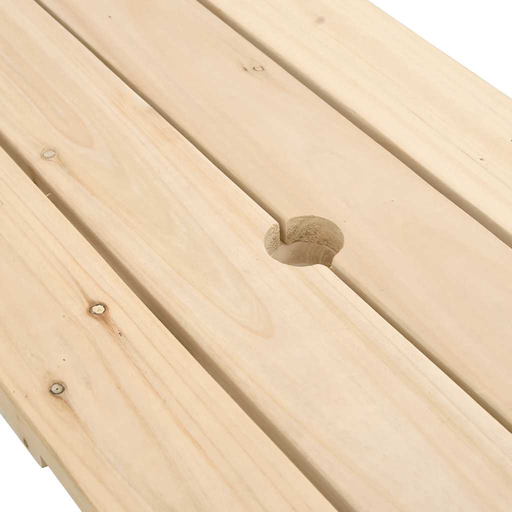 vidaXL Τραπέζι Πικνίκ για 4 Παιδιά με Οπή Ομπρέλας Μασίφ Ξύλο Ελάτης