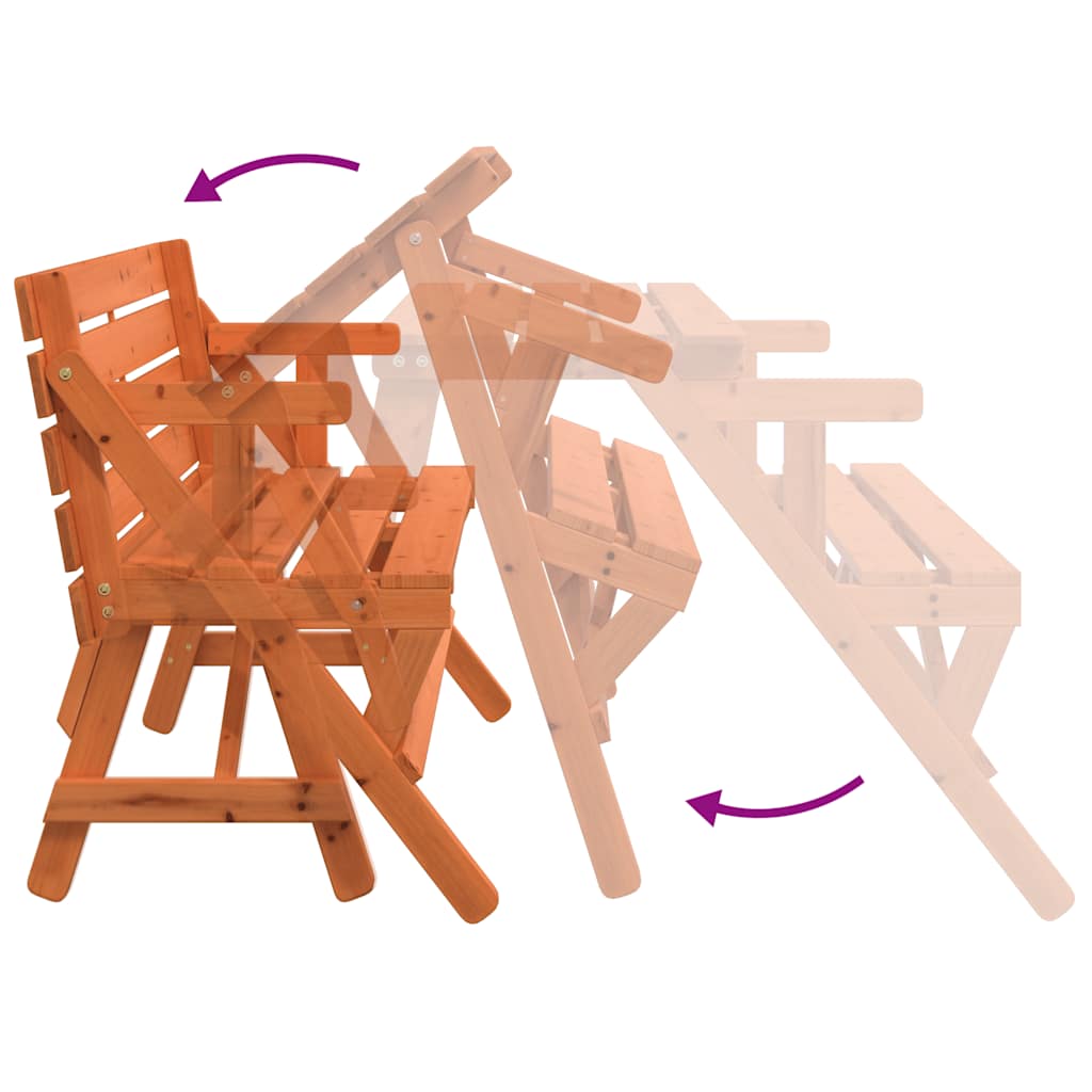 vidaXL Τραπέζι Πικνικ με Παγκάκια 2 σε 1 Μετατρέψιμο Μασίφ Ξύλο Ελάτης