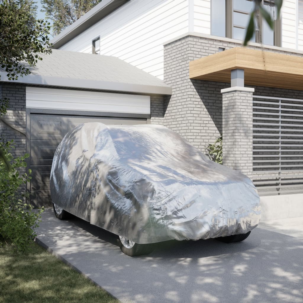 vidaXL Κουκούλα Αυτοκινήτου για SUV με Ιμάντες και Κλιπ Ασημί L