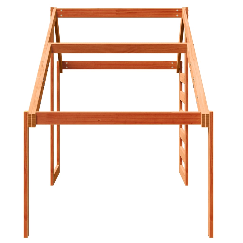 vidaXL Οροφή Κρεβατιού Παιδική Καφέ 198x87x113 εκ. Μασίφ Ξύλο Πεύκου