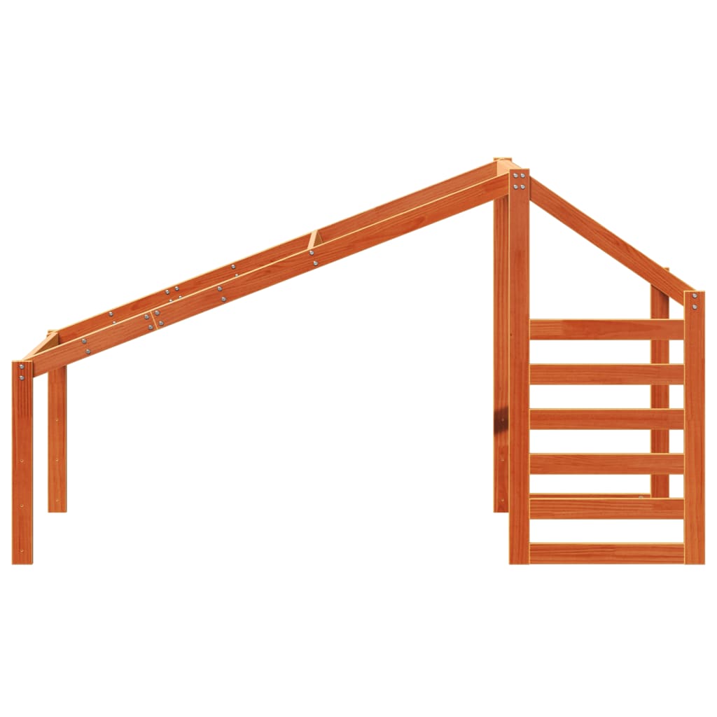 vidaXL Οροφή Κρεβατιού Παιδική Καφέ 188x97x113 εκ. Μασίφ Ξύλο Πεύκου