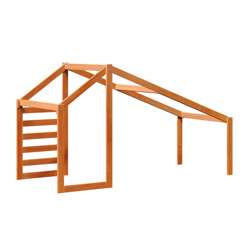 vidaXL Οροφή Κρεβατιού Παιδική Καφέ 188x97x113 εκ. Μασίφ Ξύλο Πεύκου