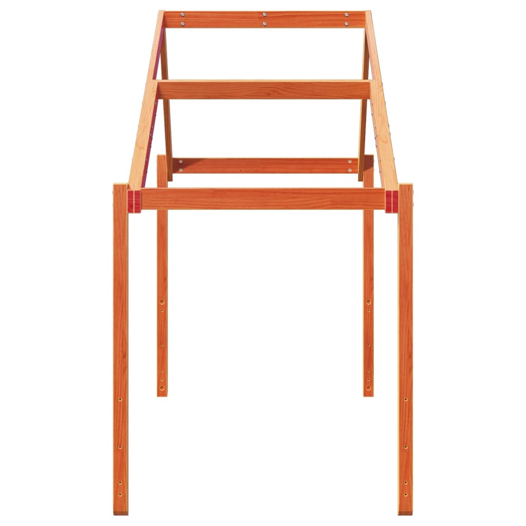 vidaXL Οροφή Κρεβατιού Παιδική Καφέ 213x95,5x144,5εκ Μασίφ Ξύλο Πεύκου