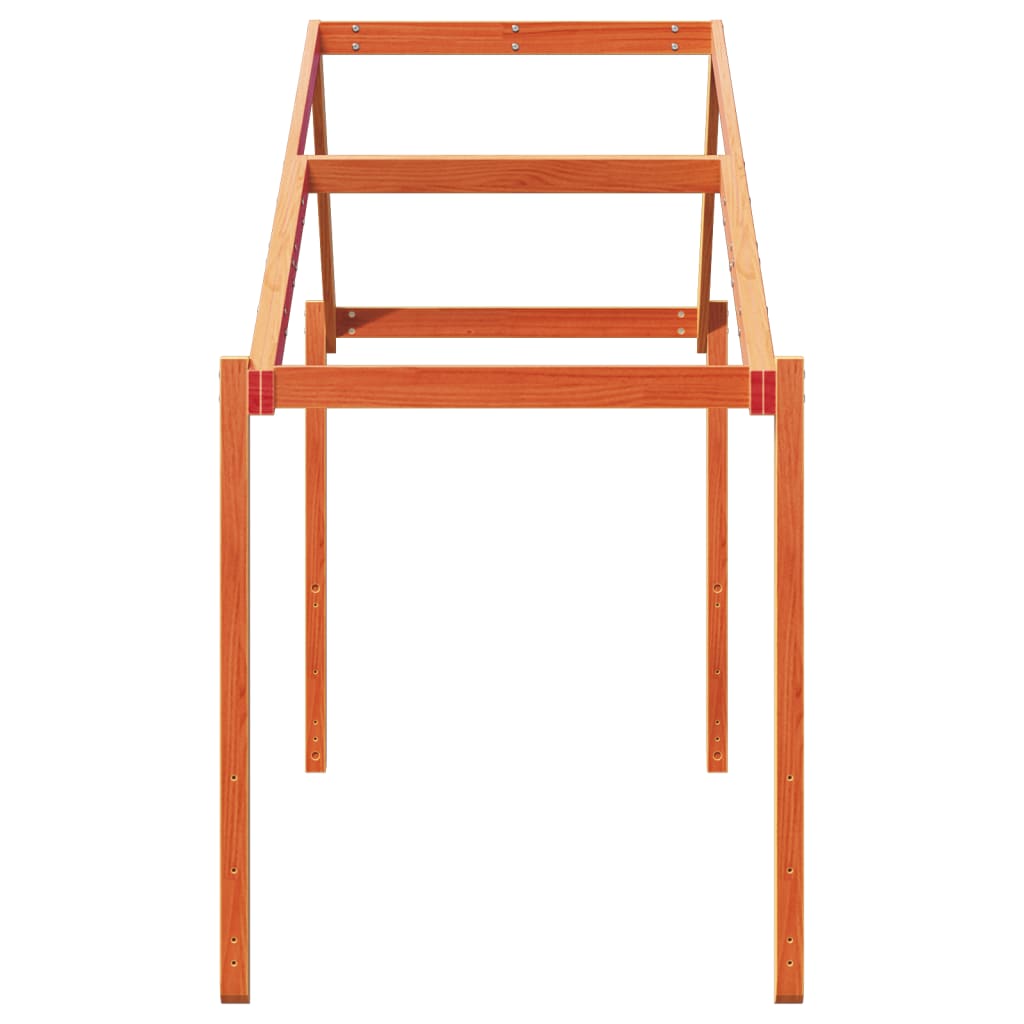 vidaXL Οροφή Κρεβατιού Παιδική Καφέ 203x95,5x142 εκ. Μασίφ Ξύλο Πεύκου