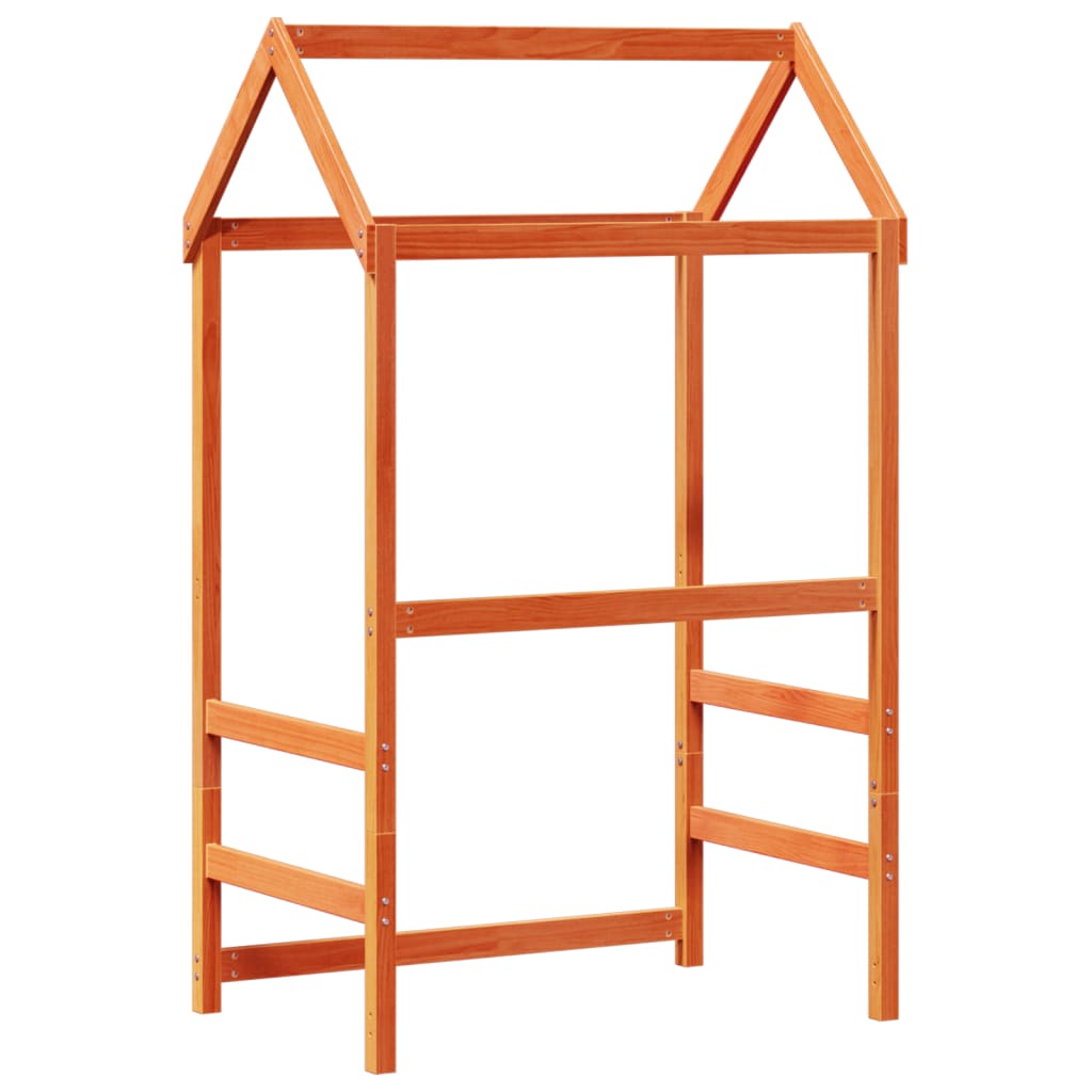 vidaXL Οροφή Κρεβατιού Παιδική Καφέ 118x70x176,5 εκ. Μασίφ Ξύλο Πεύκου