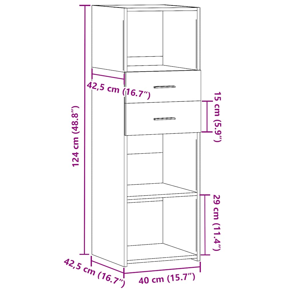 vidaXL Ντουλάπα Καπνιστή Δρυς 40x42,5x124 εκ. από Επεξεργασμένο Ξύλο