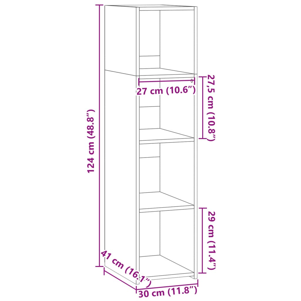 vidaXL Ντουλάπι Sonoma Δρυς 30x41x124 εκ. από Επεξεργασμένο Ξύλο