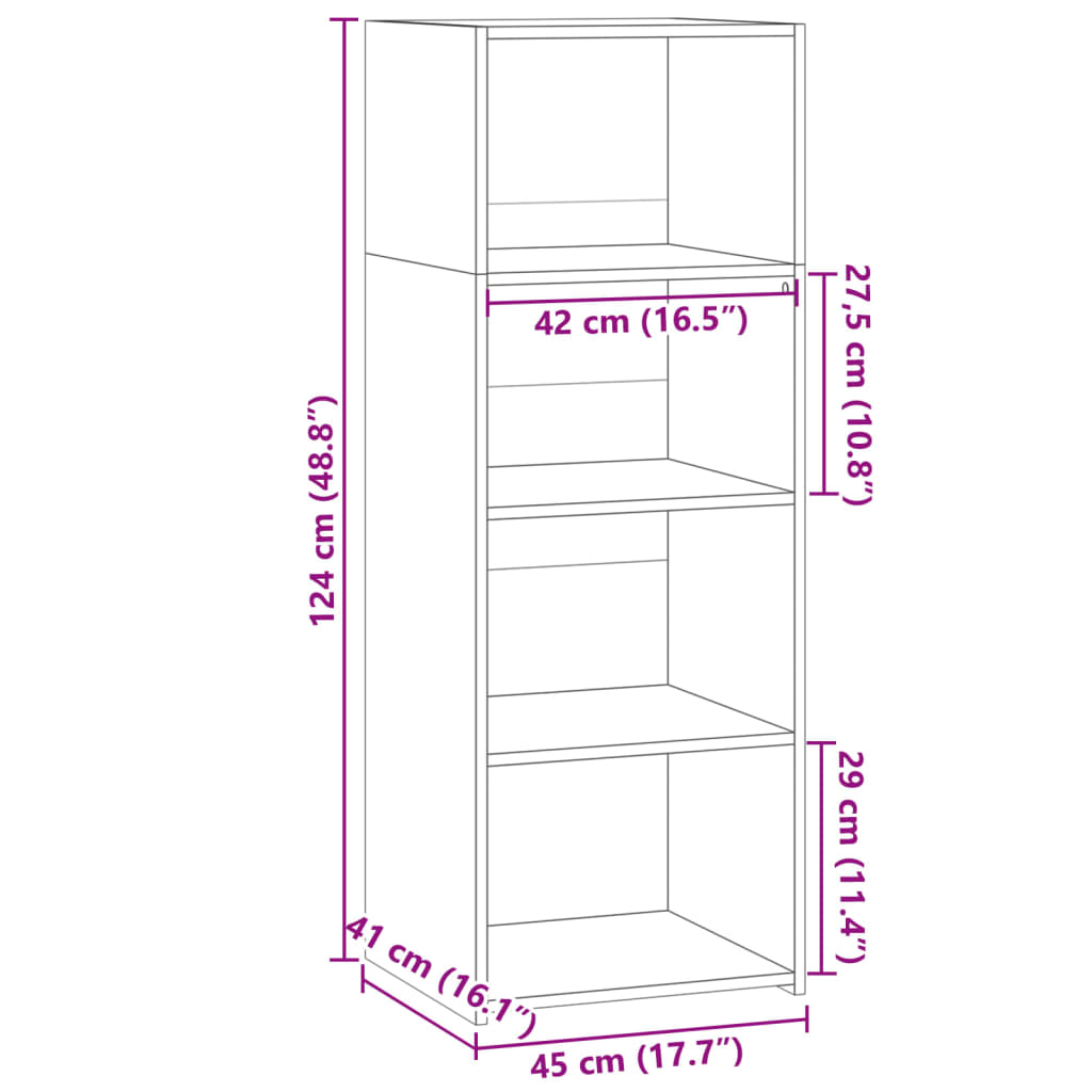 vidaXL Ντουλάπι Λευκό 45x41x124 εκ. από Επεξεργασμένο Ξύλο