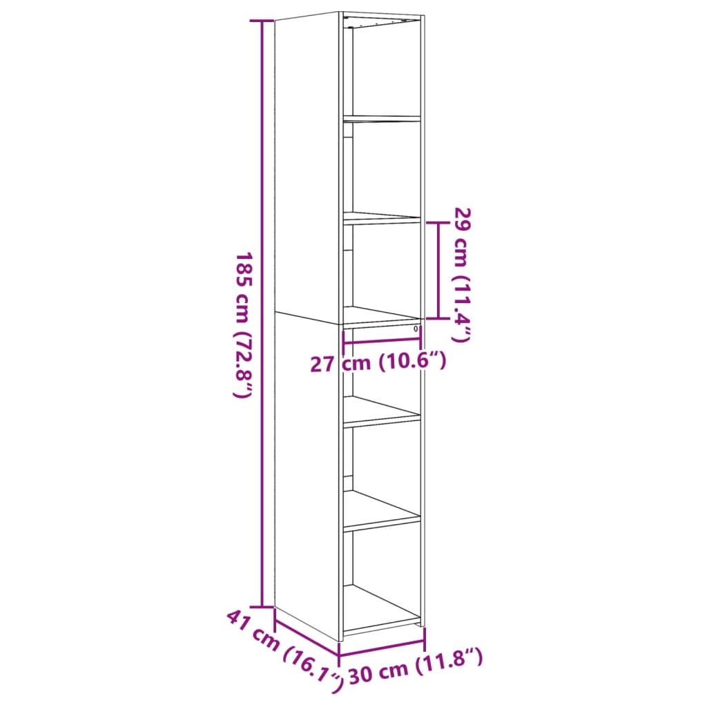 vidaXL Ντουλάπι Λευκό 30x41x185 εκ. από Επεξεργασμένο Ξύλο