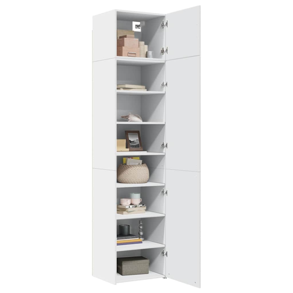 vidaXL Ντουλάπι Αποθήκευσης Στενό Λευκό 50x42,5x225 εκ. Επεξεργ. Ξύλο