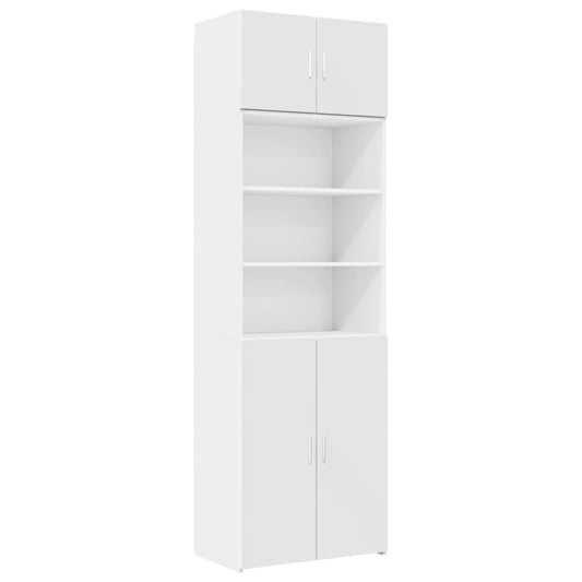 vidaXL Ραφιέρα με Ντουλάπια Λευκή 70x42,5x225 εκ. Επεξεργασμένο Ξύλο