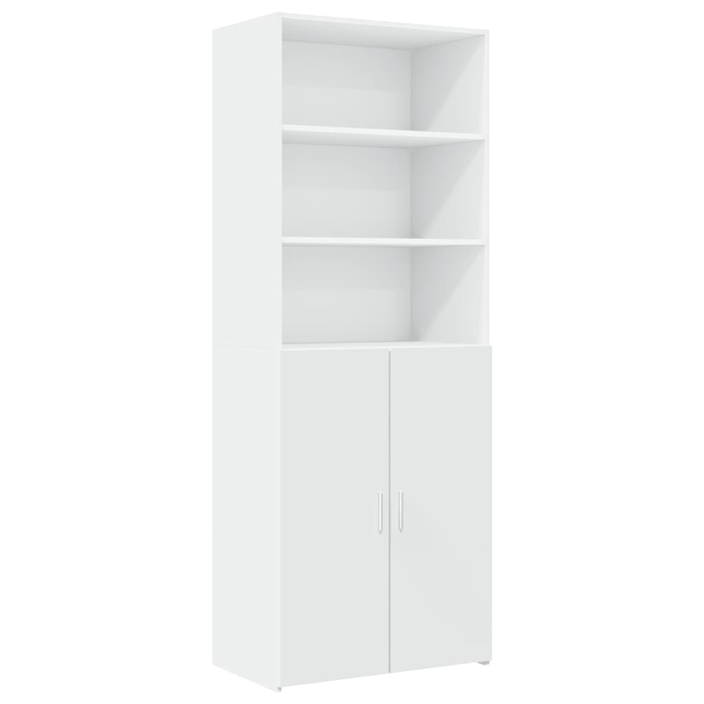 vidaXL Ραφιέρα με Ντουλάπια Λευκή 70x42,5x225 εκ. Επεξεργασμένο Ξύλο