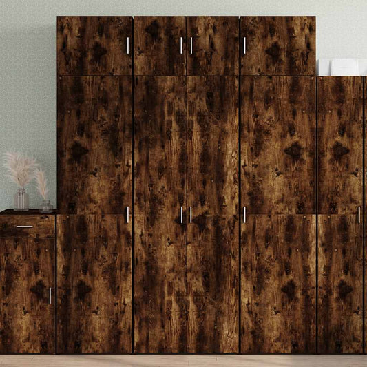 vidaXL Ραφιέρα με Ντουλάπια Καπνιστή Δρυς 70x42,5x225 εκ. Επεξ. Ξύλο