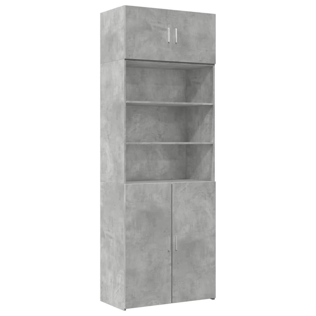 vidaXL Ραφιέρα με Ντουλάπια Γκρι Σκυρ. 80x35,5x180 εκ. από Επεξ. Ξύλο