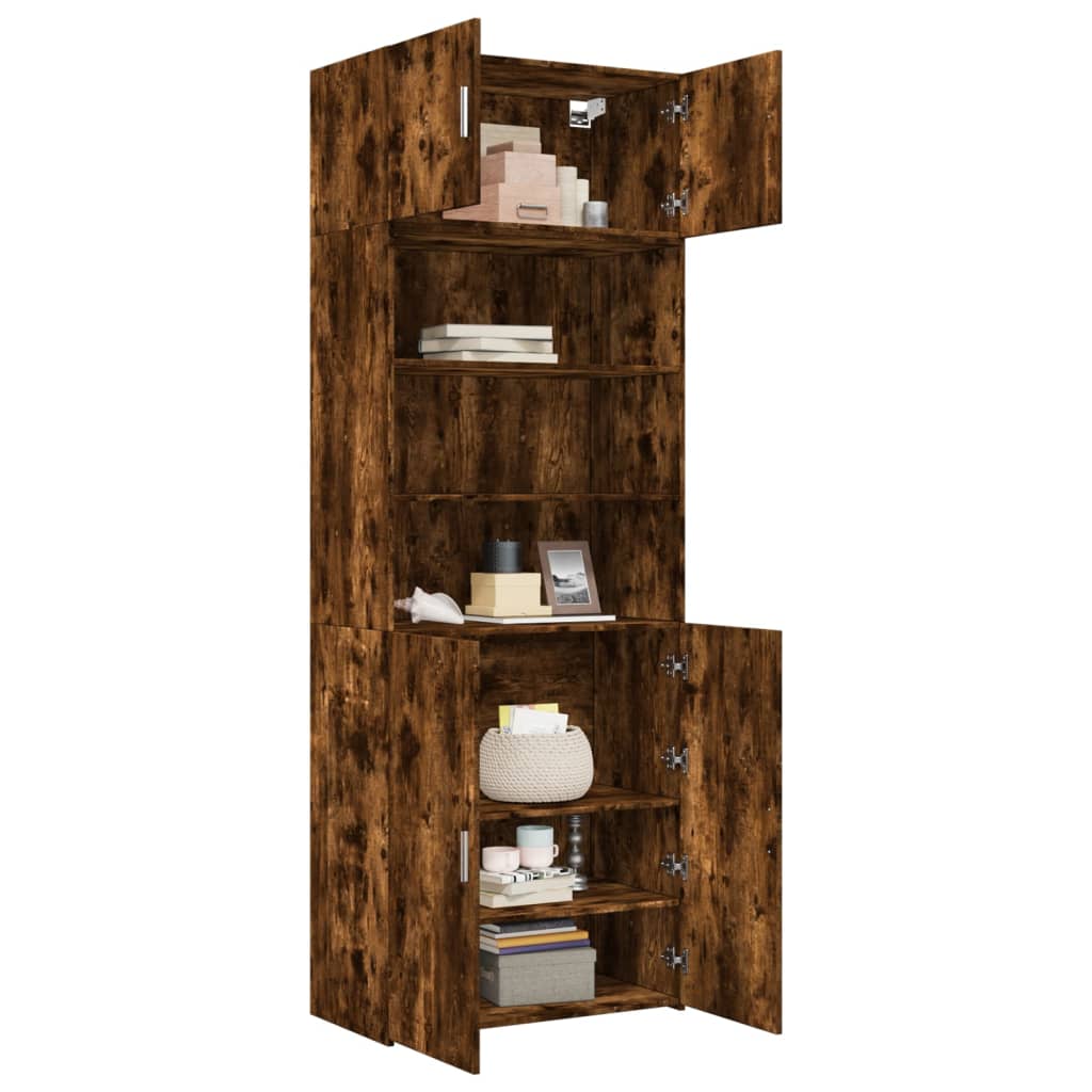vidaXL Ραφιέρα με Ντουλάπια Καπνιστή Δρυς 80x42,5x225 εκ. Επεξ. Ξύλο