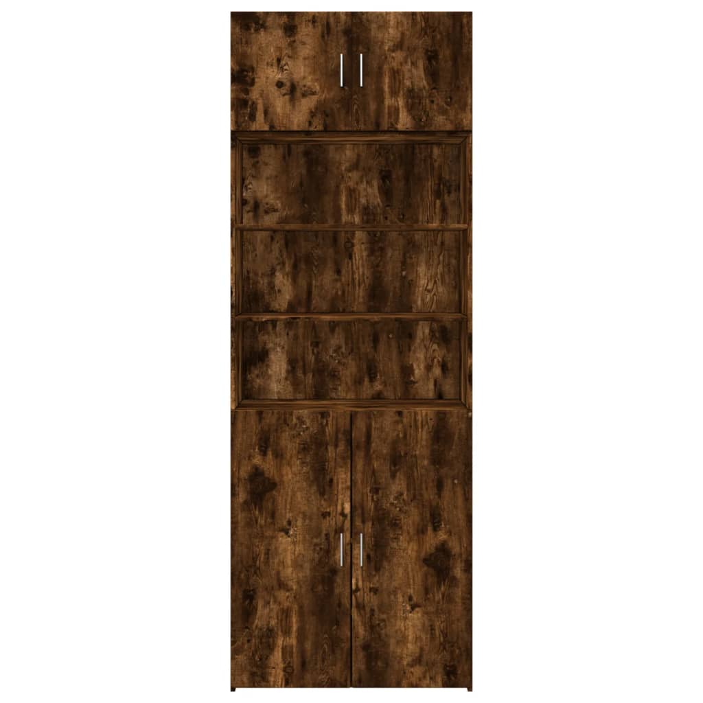 vidaXL Ραφιέρα με Ντουλάπια Καπνιστή Δρυς 80x42,5x225 εκ. Επεξ. Ξύλο