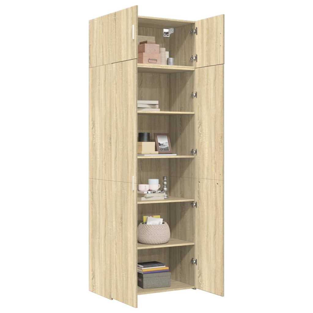 vidaXL Ραφιέρα με Ντουλάπια Sonoma Δρυς 80x42,5x225 εκ. Επεξ. Ξύλο