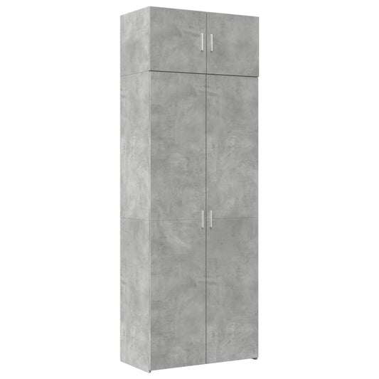 vidaXL Ραφιέρα με Ντουλάπια Γκρι Σκυρ. 80x35,5x180 εκ. από Επεξ. Ξύλο