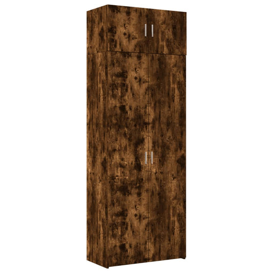 vidaXL Ραφιέρα με Ντουλάπια Καπνιστή Δρυς 80x42,5x225 εκ. Επεξ. Ξύλο