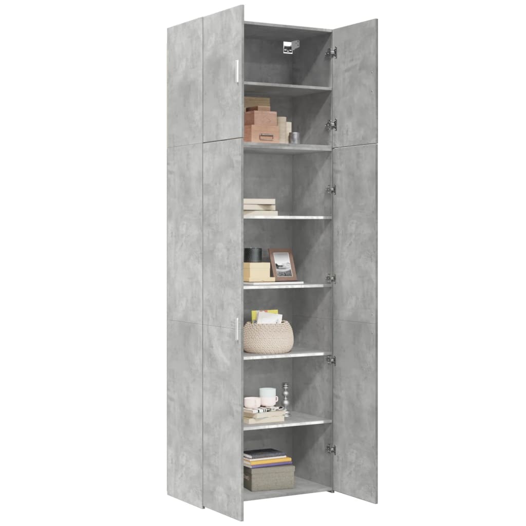 vidaXL Ντουλάπι Γκρι Σκυροδέματος 80x42,5x249 εκ. Επεξεργασμένο Ξύλο