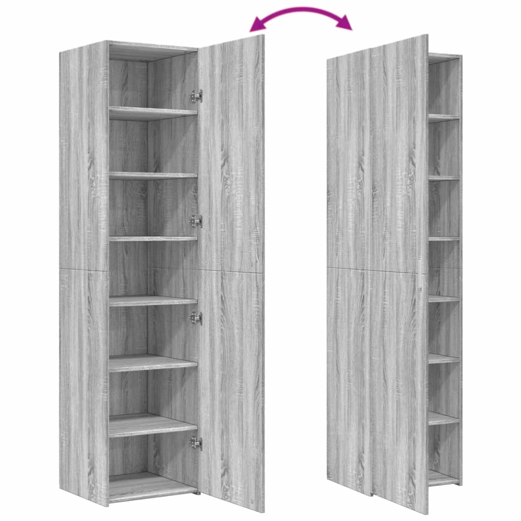 vidaXL Ντουλάπι Γκρι Sonoma 45x42,5x185 εκ. από Επεξεργασμένο Ξύλο