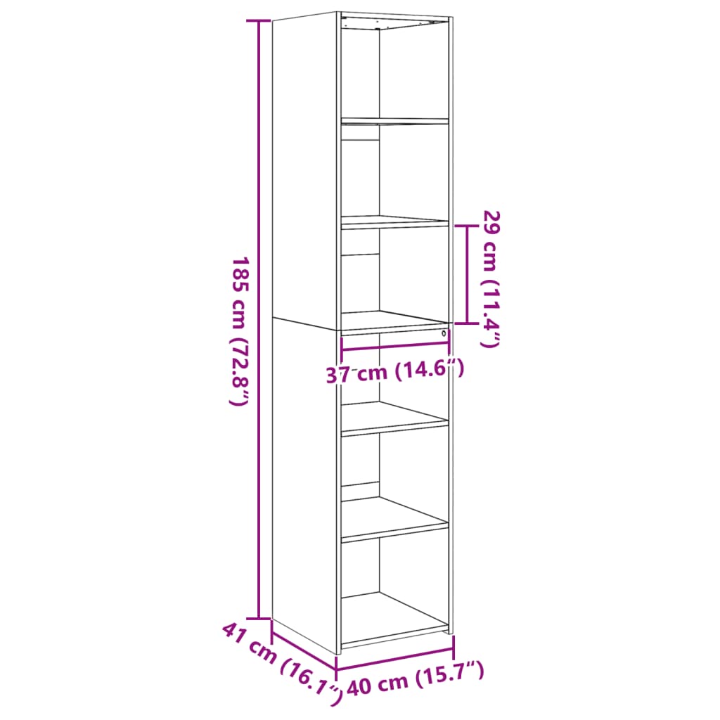 vidaXL Ντουλάπι Sonoma Δρυς 40x41x185 εκ. Επεξεργασμένο Ξύλο