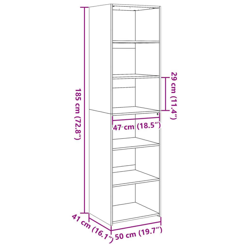 vidaXL Ντουλάπι Sonoma δρυς 50x41x185 εκ. από Επεξεργασμένο Ξύλο