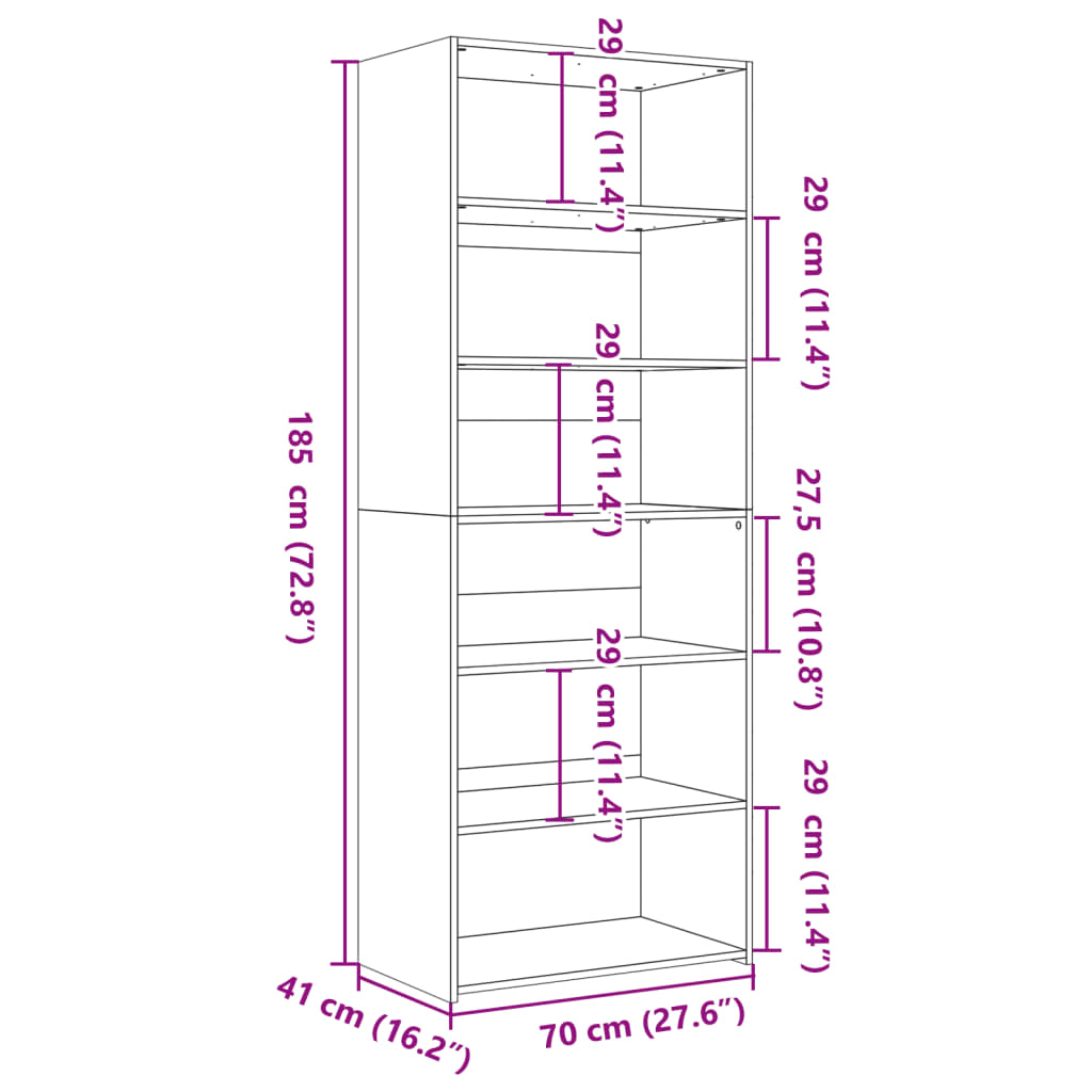 vidaXL Ντουλάπι Λευκή 70x41x185 εκ. από Επεξεργασμένο Ξύλο
