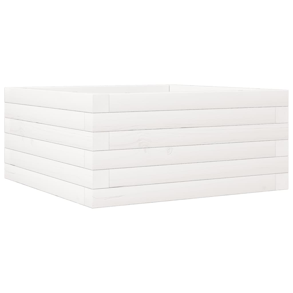 vidaXL Ζαρντινιέρα Κήπου Λευκή 50x50x23 εκ. από Μασίφ Ξύλο Πεύκου
