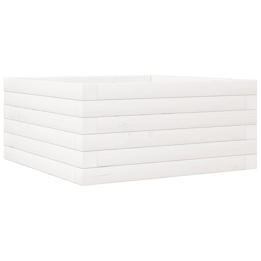 vidaXL Ζαρντινιέρα Κήπου Λευκή 50x50x23 εκ. από Μασίφ Ξύλο Πεύκου