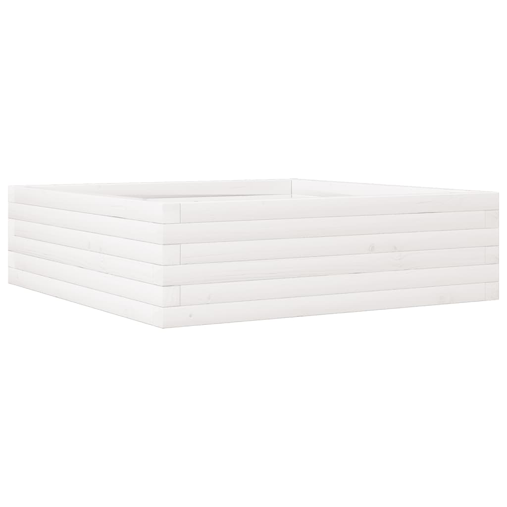 vidaXL Ζαρντινιέρα Κήπου Λευκή 80x80x23 εκ. από Μασίφ Ξύλο Πεύκου