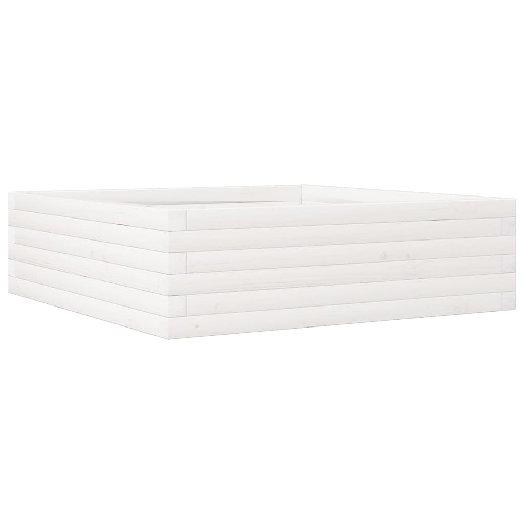 vidaXL Ζαρντινιέρα Κήπου Λευκή 80x80x23 εκ. από Μασίφ Ξύλο Πεύκου