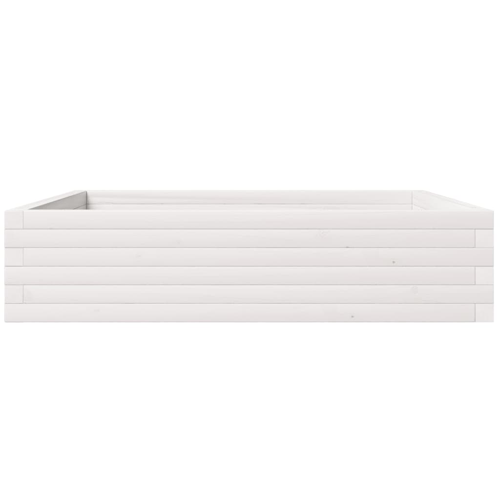 vidaXL Ζαρντινιέρα Κήπου Λευκή 100x100x23 εκ. από Μασίφ Ξύλο Πεύκου