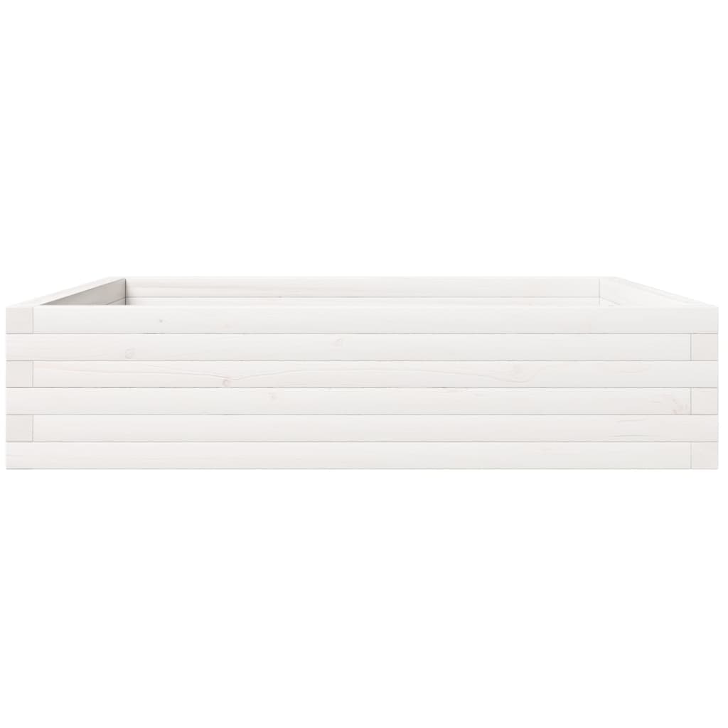 vidaXL Ζαρντινιέρα Κήπου Λευκή 100x100x23 εκ. από Μασίφ Ξύλο Πεύκου