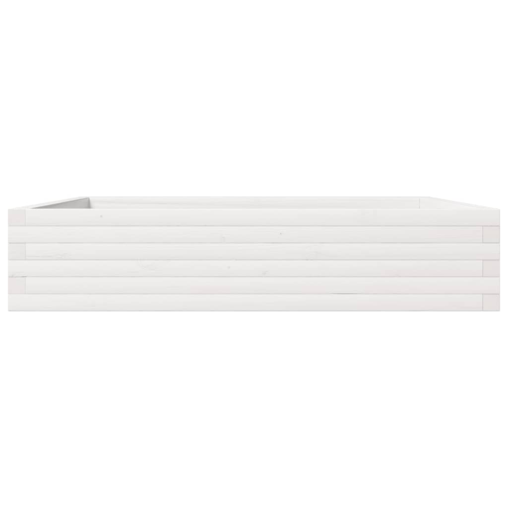 vidaXL Ζαρντινιέρα Κήπου Λευκή 110x110x23 εκ. από Μασίφ Ξύλο Πεύκου
