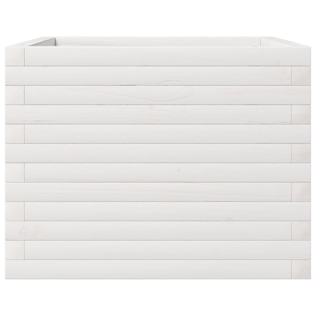 vidaXL Ζαρντινιέρα Κήπου Λευκή 60x60x45,5 εκ. από Μασίφ Ξύλο Πεύκου