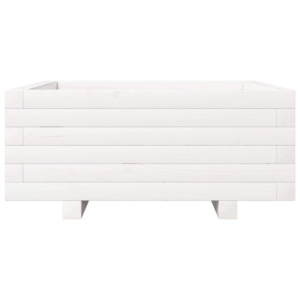 vidaXL Ζαρντινιέρα Κήπου Λευκή 60x60x26,5 εκ. από Μασίφ Ξύλο Πεύκου