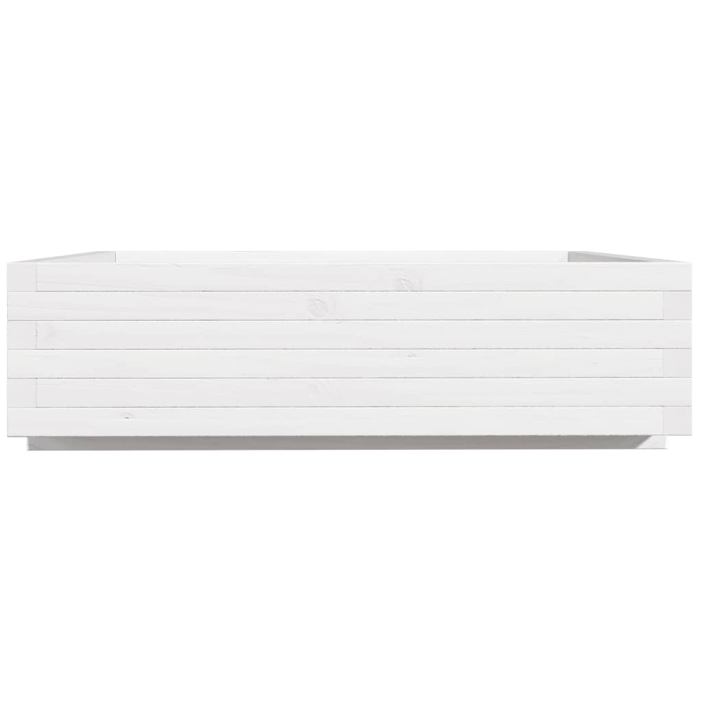 vidaXL Ζαρντινιέρα Λευκή 90x90x26,5 εκ. από Μασίφ Ξύλο Πεύκου